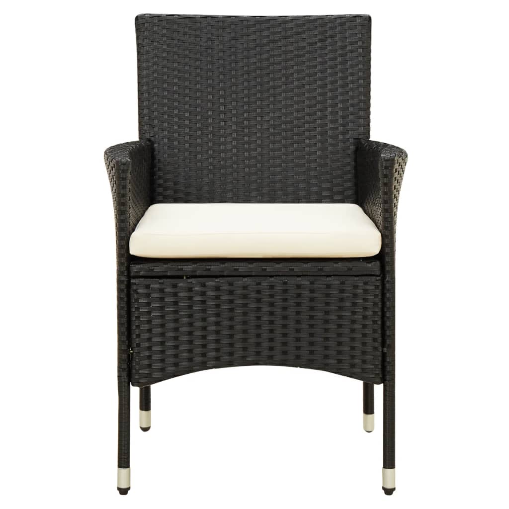 Garden Chair Set of 2 Black and Cream White
