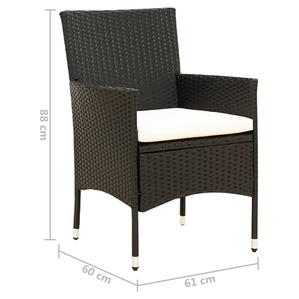 Garden Chair Set of 2 Black and Cream White