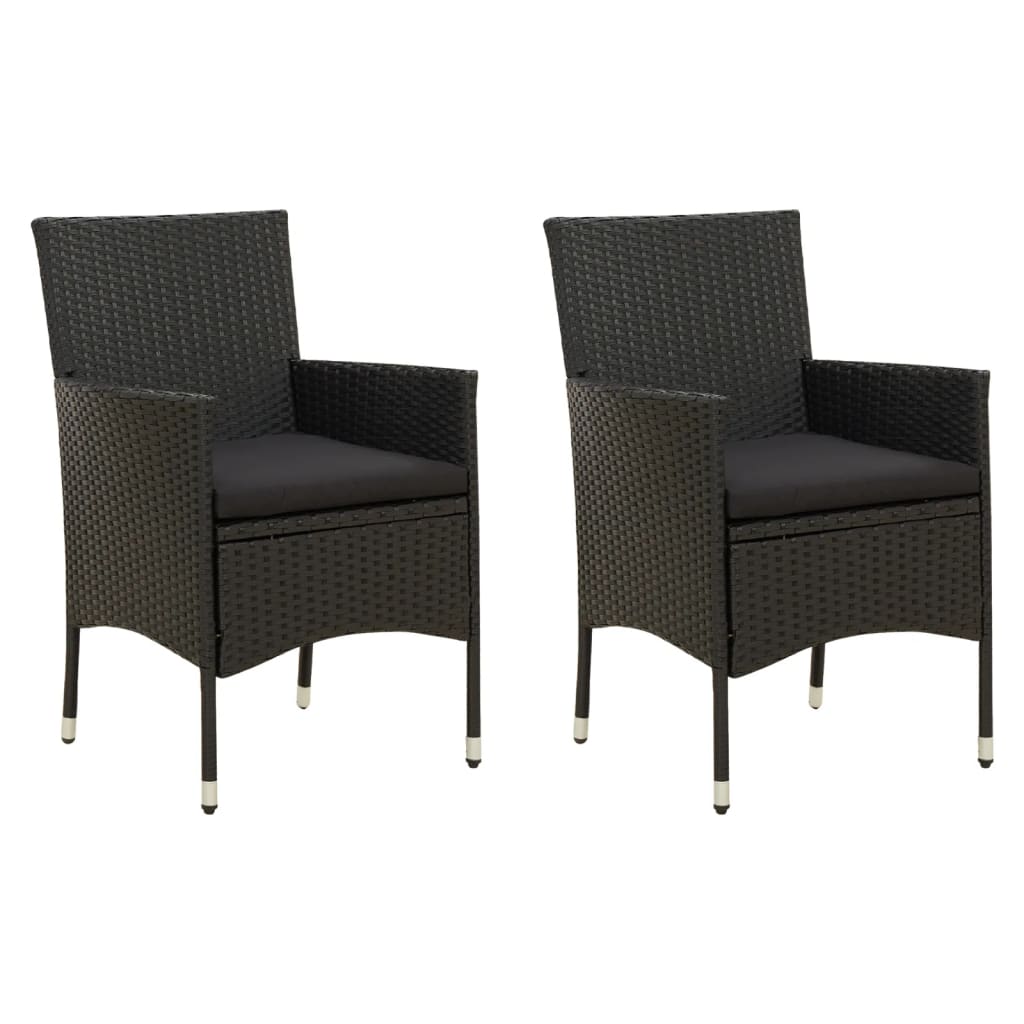 Garden Chair Set of 2 Black Poly Rattan Medium