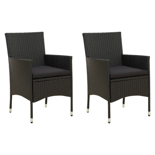 Garden Chair Set of 2 Black Poly Rattan Medium