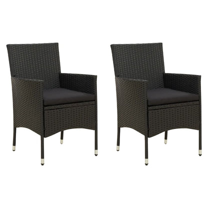 Garden Chair Set of 2 Black Poly Rattan Medium