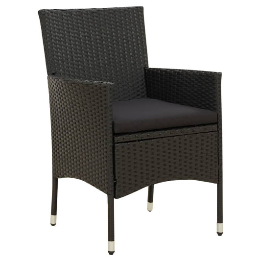 Garden Chair Set of 2 Black Poly Rattan Medium