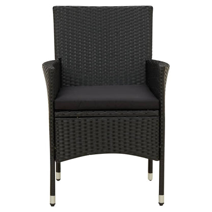 Garden Chair Set of 2 Black Poly Rattan Medium