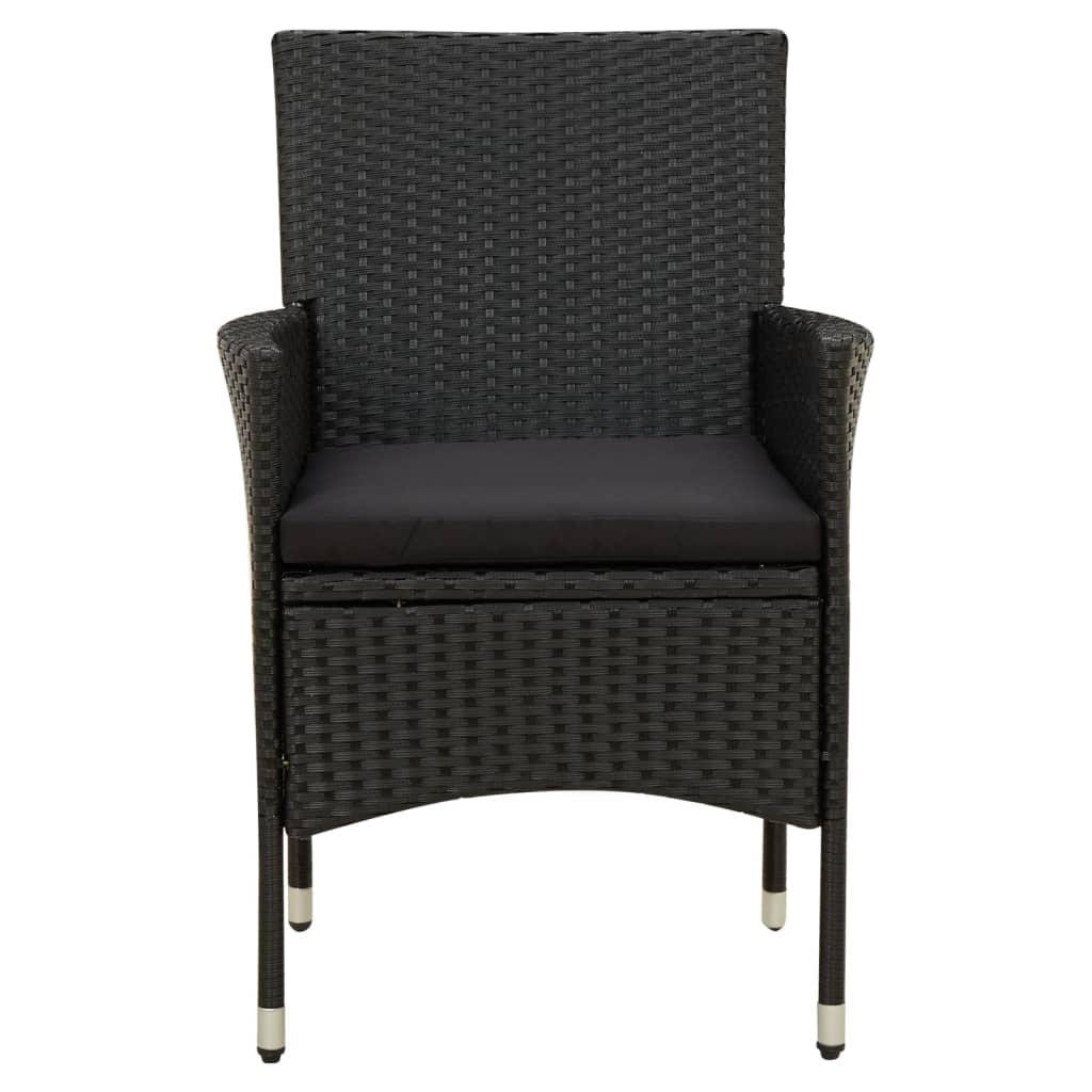 Garden Chair Set of 2 Black Poly Rattan Medium