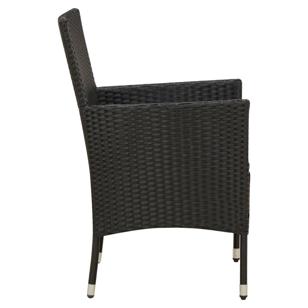 Garden Chair Set of 2 Black Poly Rattan Medium