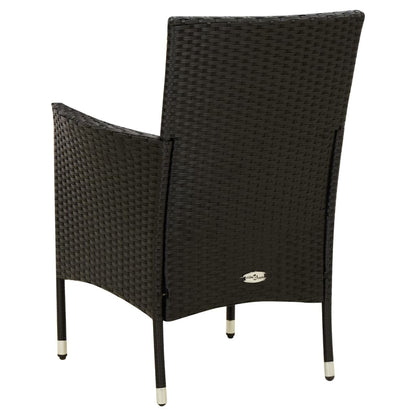 Garden Chair Set of 2 Black Poly Rattan Medium