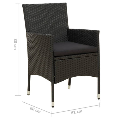 Garden Chair Set of 2 Black Poly Rattan Medium