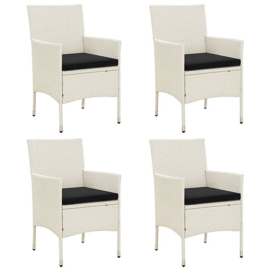 Garden Chair Set of 4 White Poly Rattan Standard Durable
