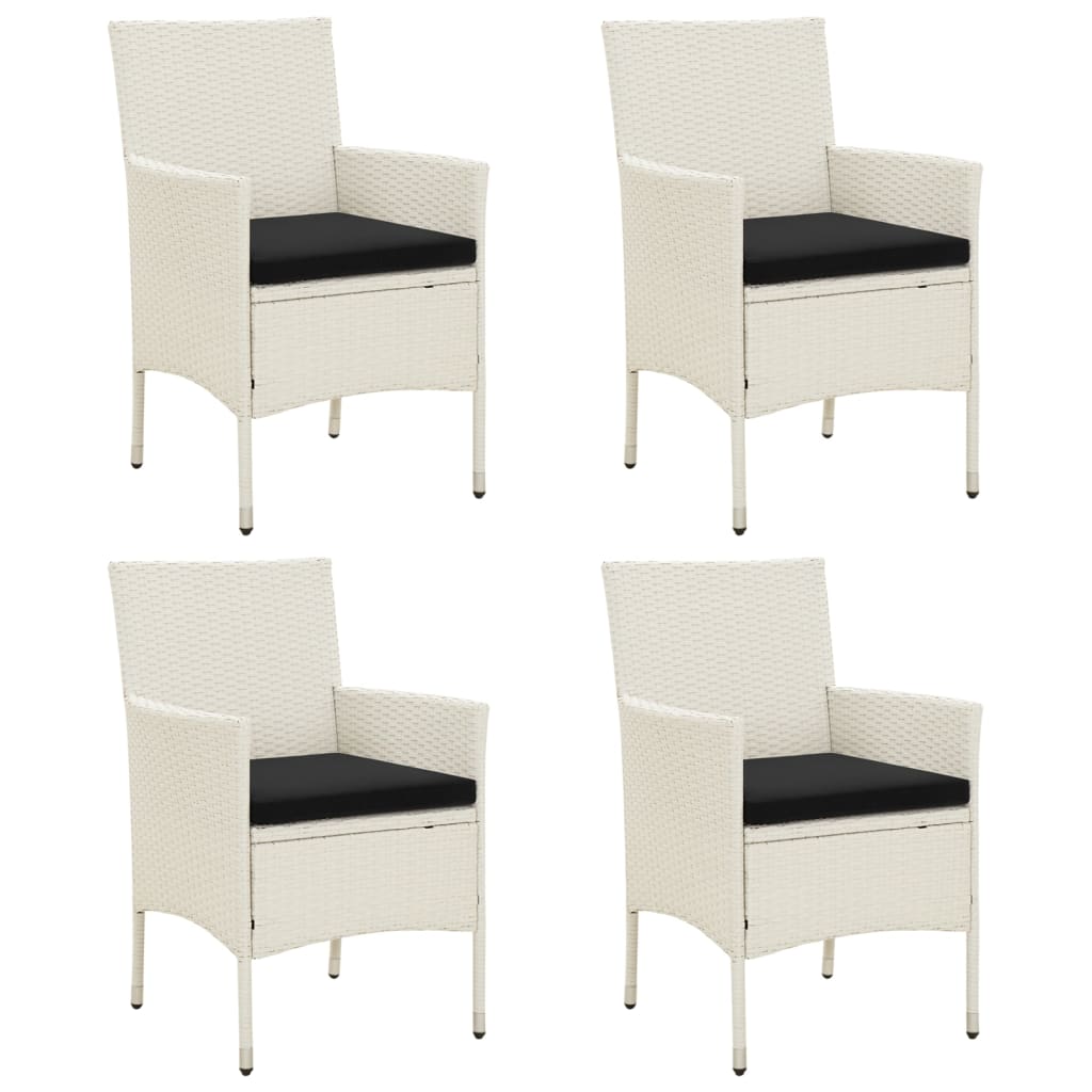 Garden Chair Set of 4 White Poly Rattan Standard Durable