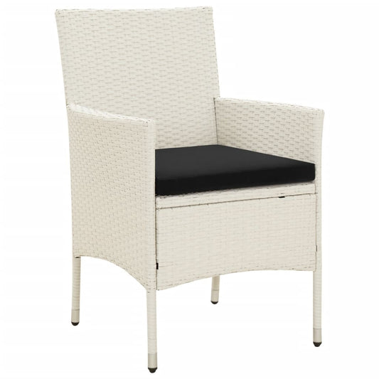 Garden Chair Set of 4 White Poly Rattan Standard Durable
