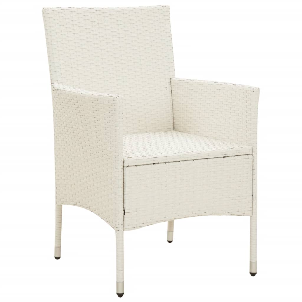 Garden Chair Set of 4 White Poly Rattan Standard Durable