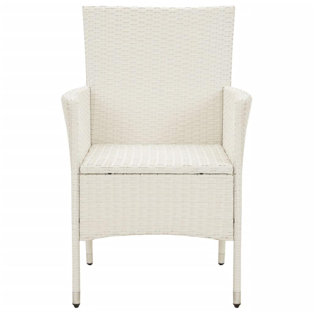 Garden Chair Set of 4 White Poly Rattan Standard Durable