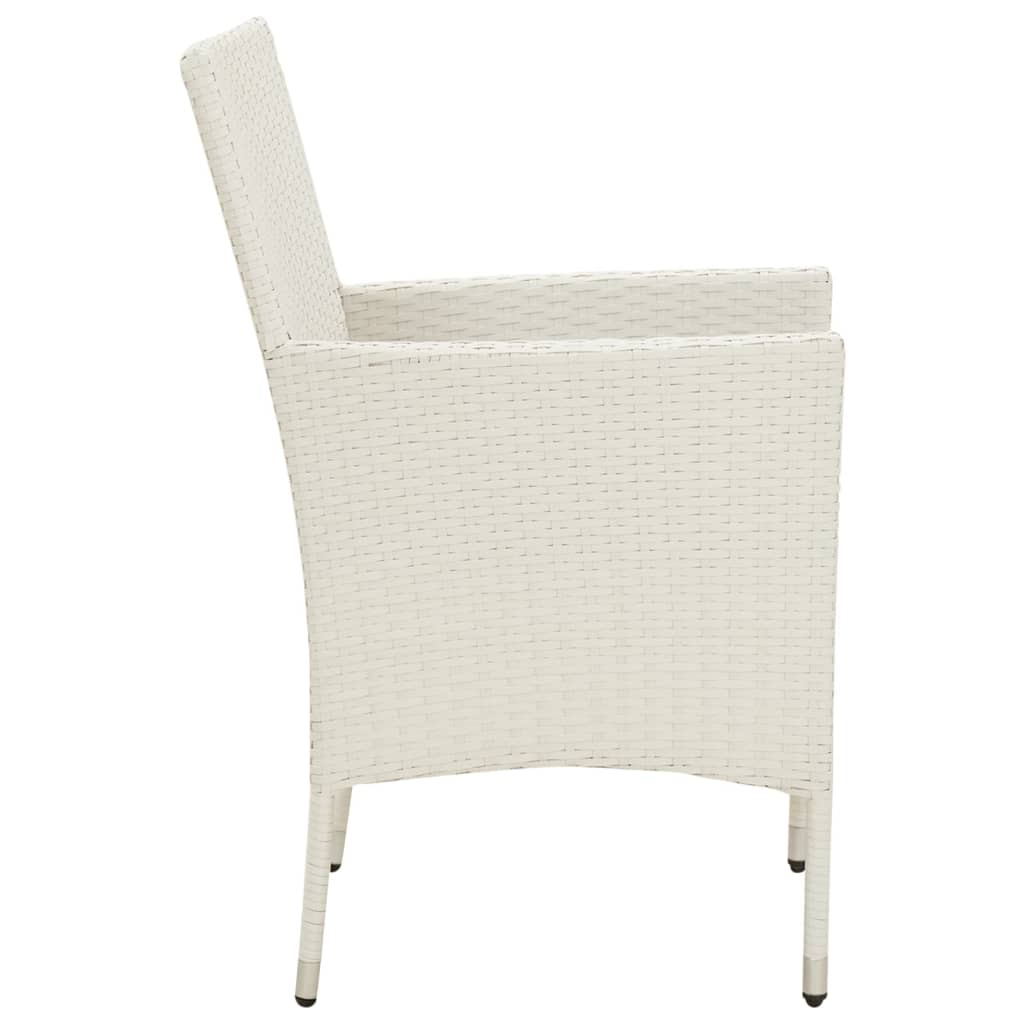 Garden Chair Set of 4 White Poly Rattan Standard Durable