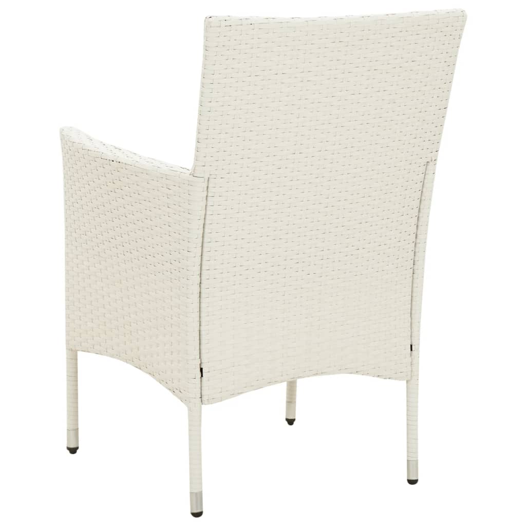 Garden Chair Set of 4 White Poly Rattan Standard Durable