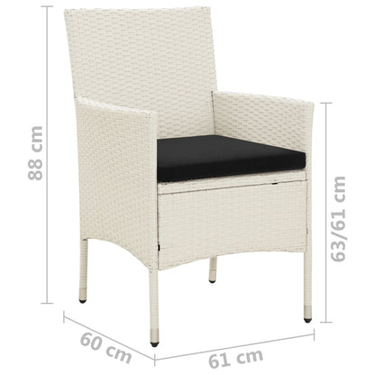 Garden Chair Set of 4 White Poly Rattan Standard Durable