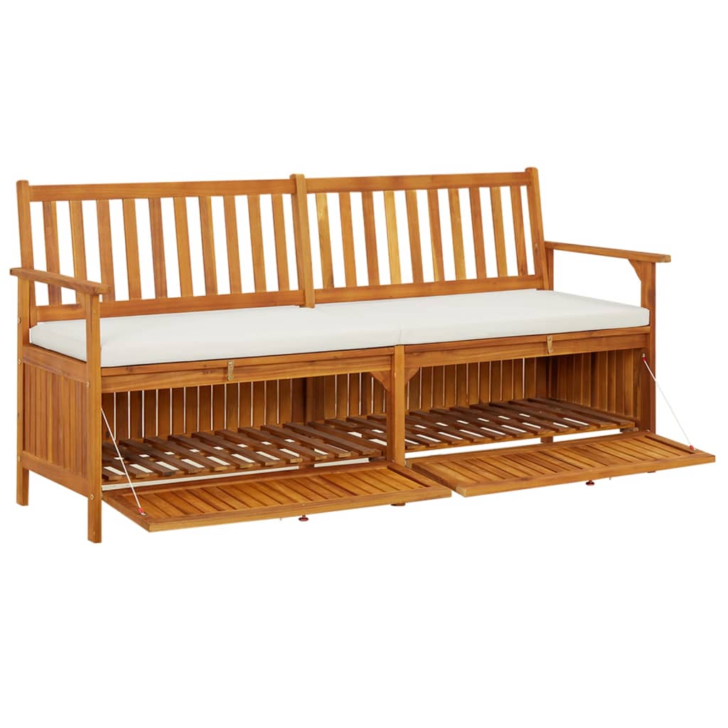 Bench Brown, Cream White Solid Acacia wood, 100% polyester fabric