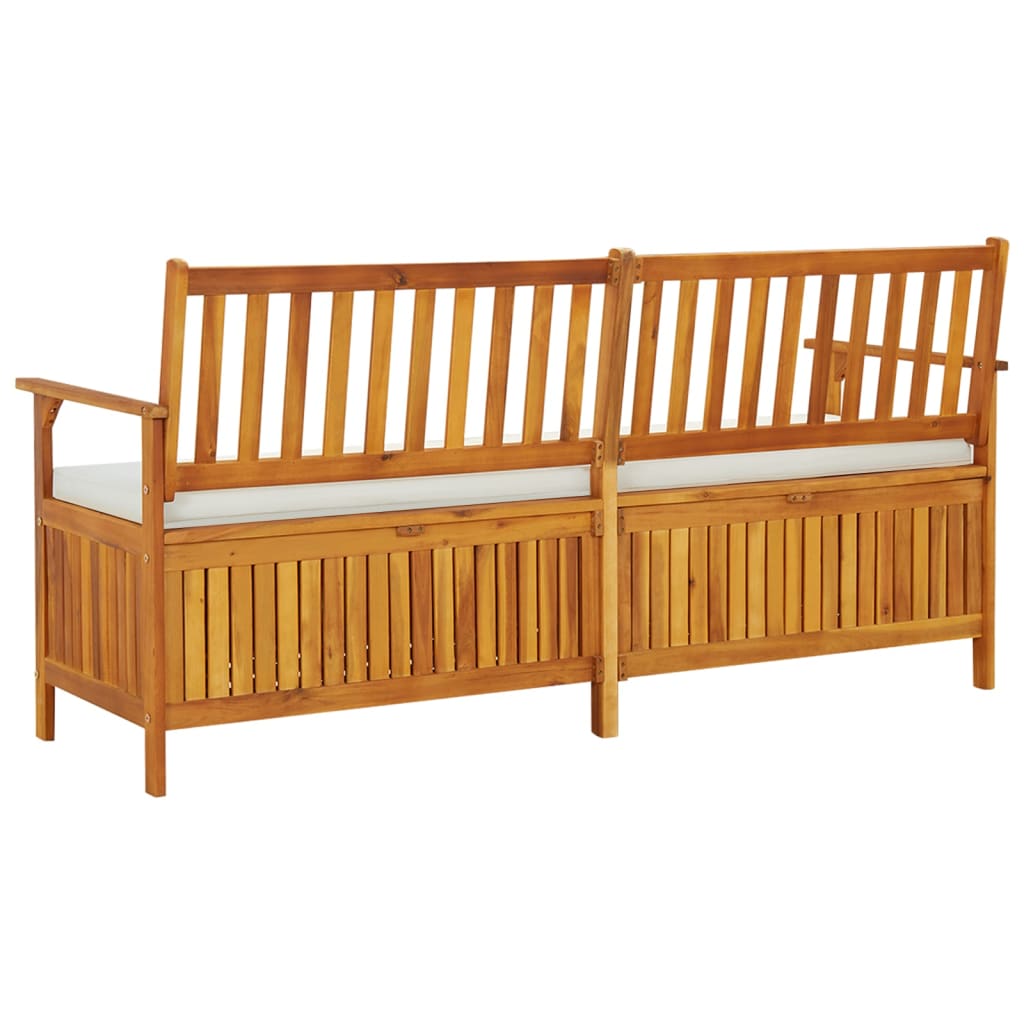 Bench Brown, Cream White Solid Acacia wood, 100% polyester fabric