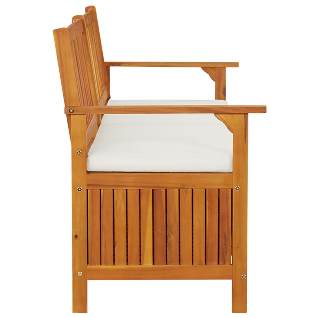 Bench Brown, Cream White Solid Acacia wood, 100% polyester fabric