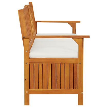 Bench Brown, Cream White Solid Acacia wood, 100% polyester fabric