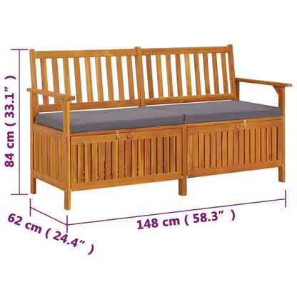 Bench Black Solid Acacia wood Large Storage Bench Rectangular