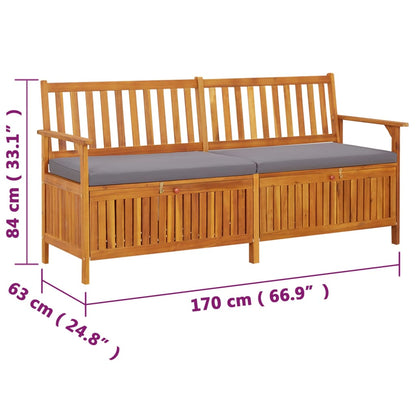 Bench Black Solid Acacia wood 67 in Storage Bench Rectangular