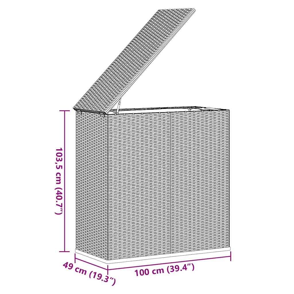 Cushion Box Grey PE rattan 39.4x19.3x40.7 in Cushion Box