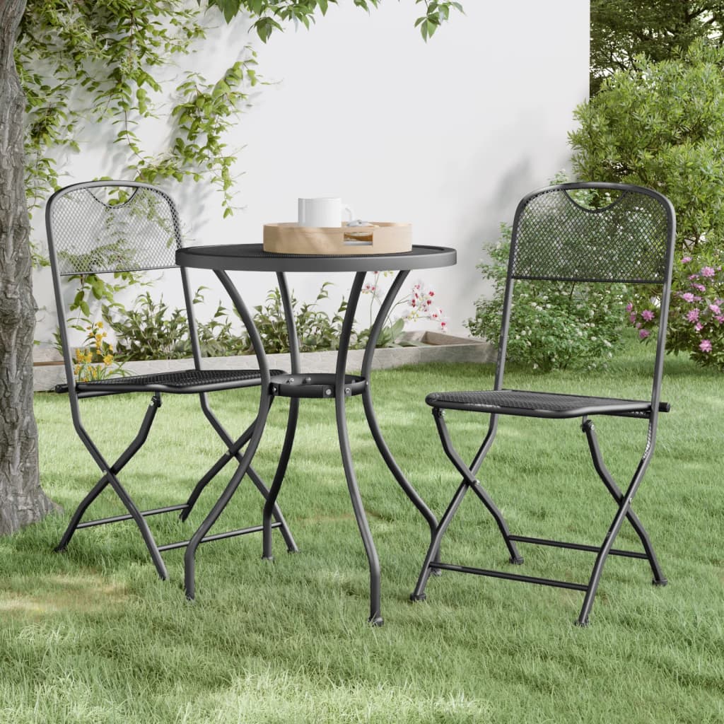 Folding Garden Chair Set of 2 Anthracite