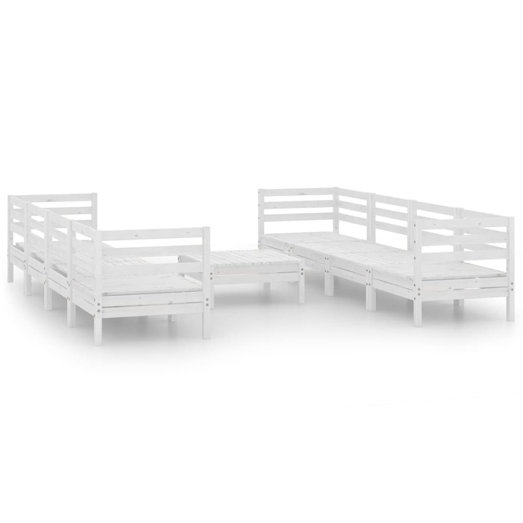 Garden Lounge Set White Solid Pinewood Large Modular