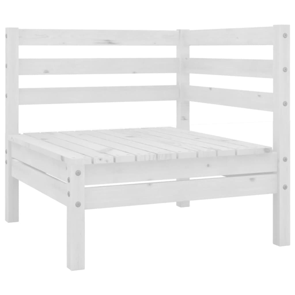Garden Lounge Set White Solid Pinewood Large Modular