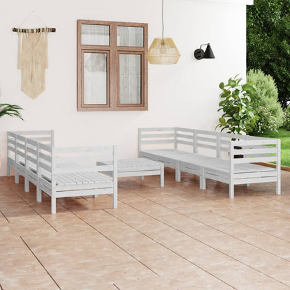 Garden Lounge Set White Solid Pinewood Large Modular