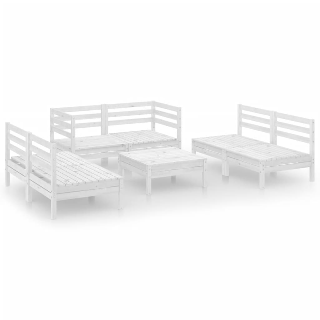 Garden Lounge Set White Solid Pinewood Medium Modular