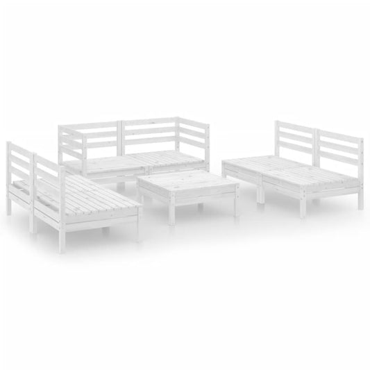 Garden Lounge Set White Solid Pinewood Medium Modular