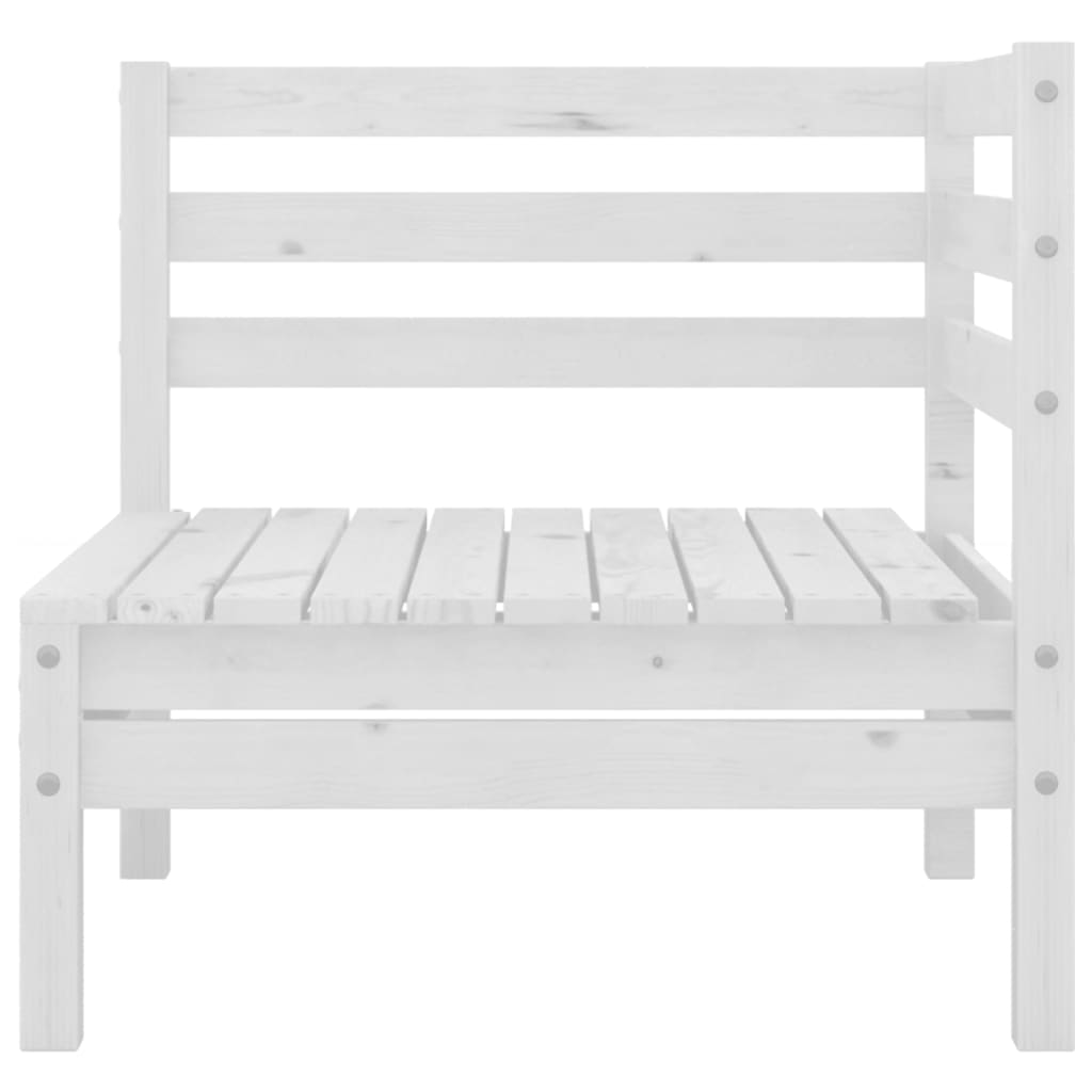 Garden Lounge Set White Solid Pinewood Medium Modular