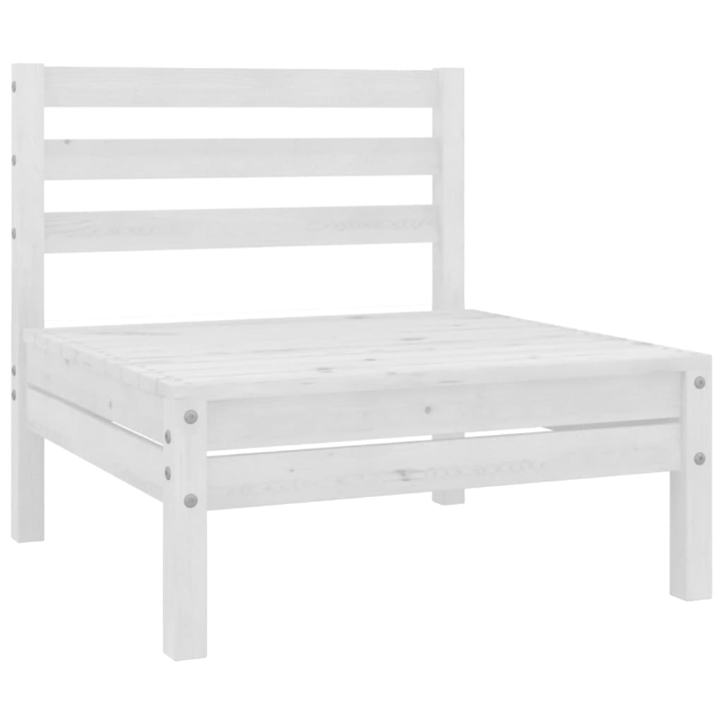Garden Lounge Set White Solid Pinewood Medium Modular