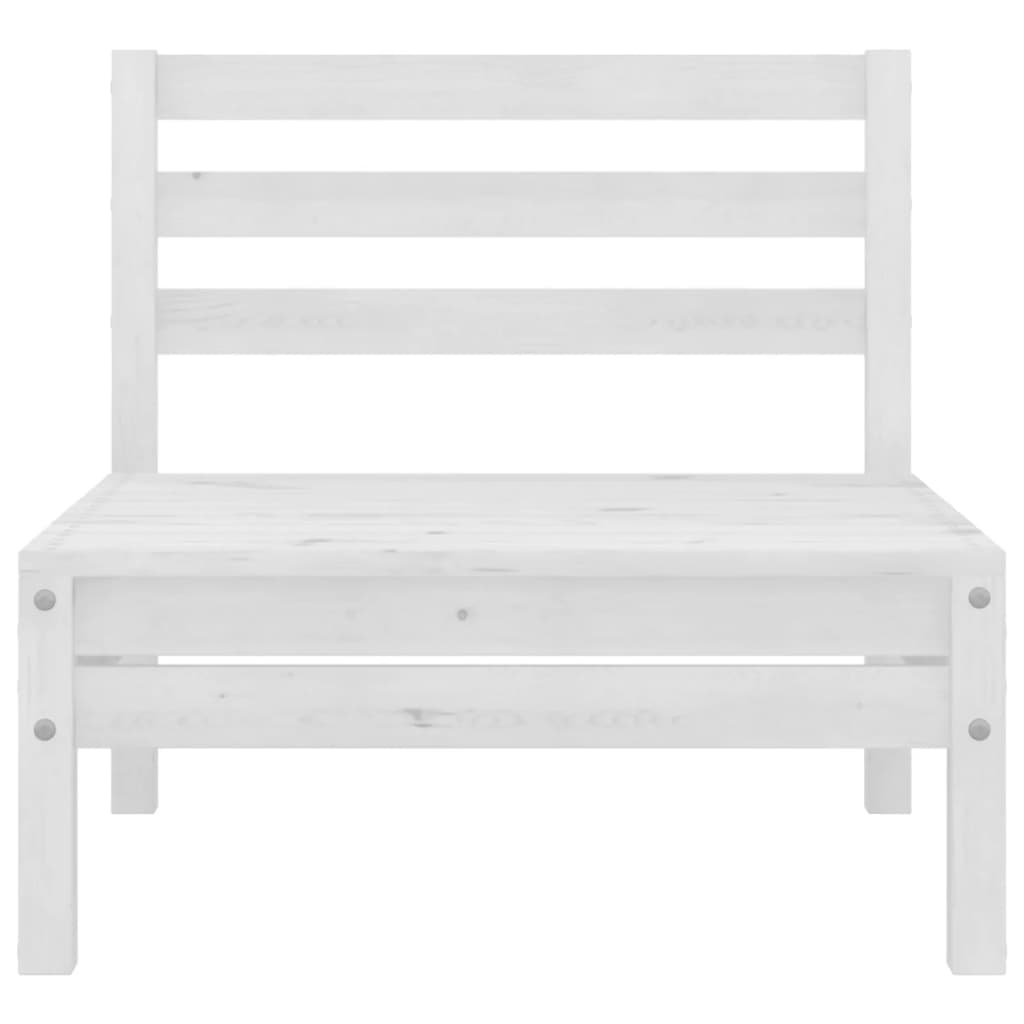 Garden Lounge Set White Solid Pinewood Medium Modular
