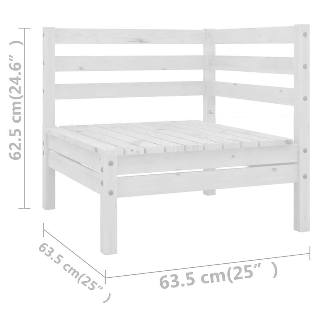 Garden Lounge Set White Solid Pinewood Medium Modular