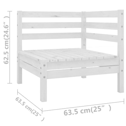 Garden Lounge Set White Solid Pinewood Medium Modular