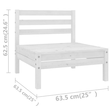 Garden Lounge Set White Solid Pinewood Medium Modular