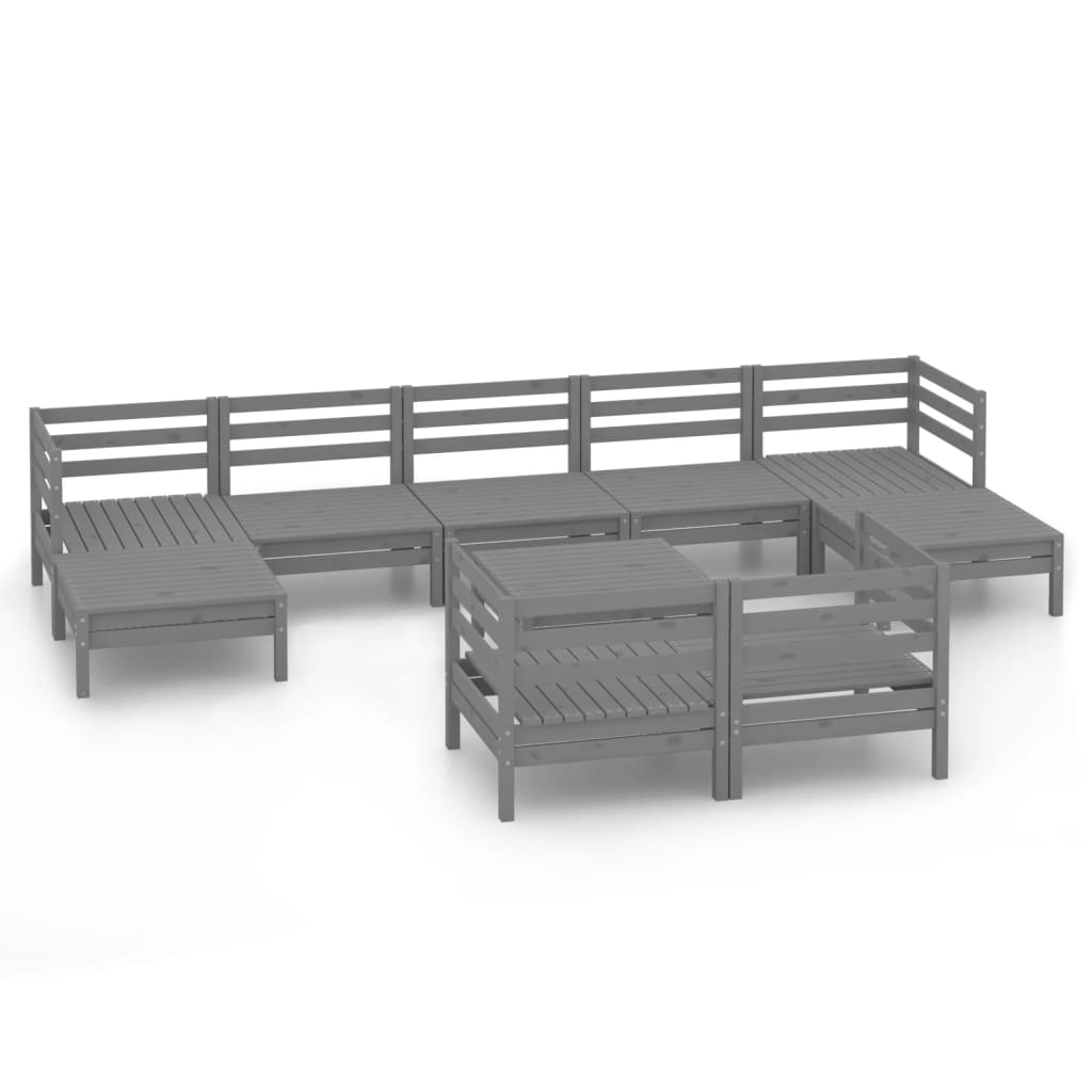 Garden Lounge Set Grey Solid Pine Wood Large Modular