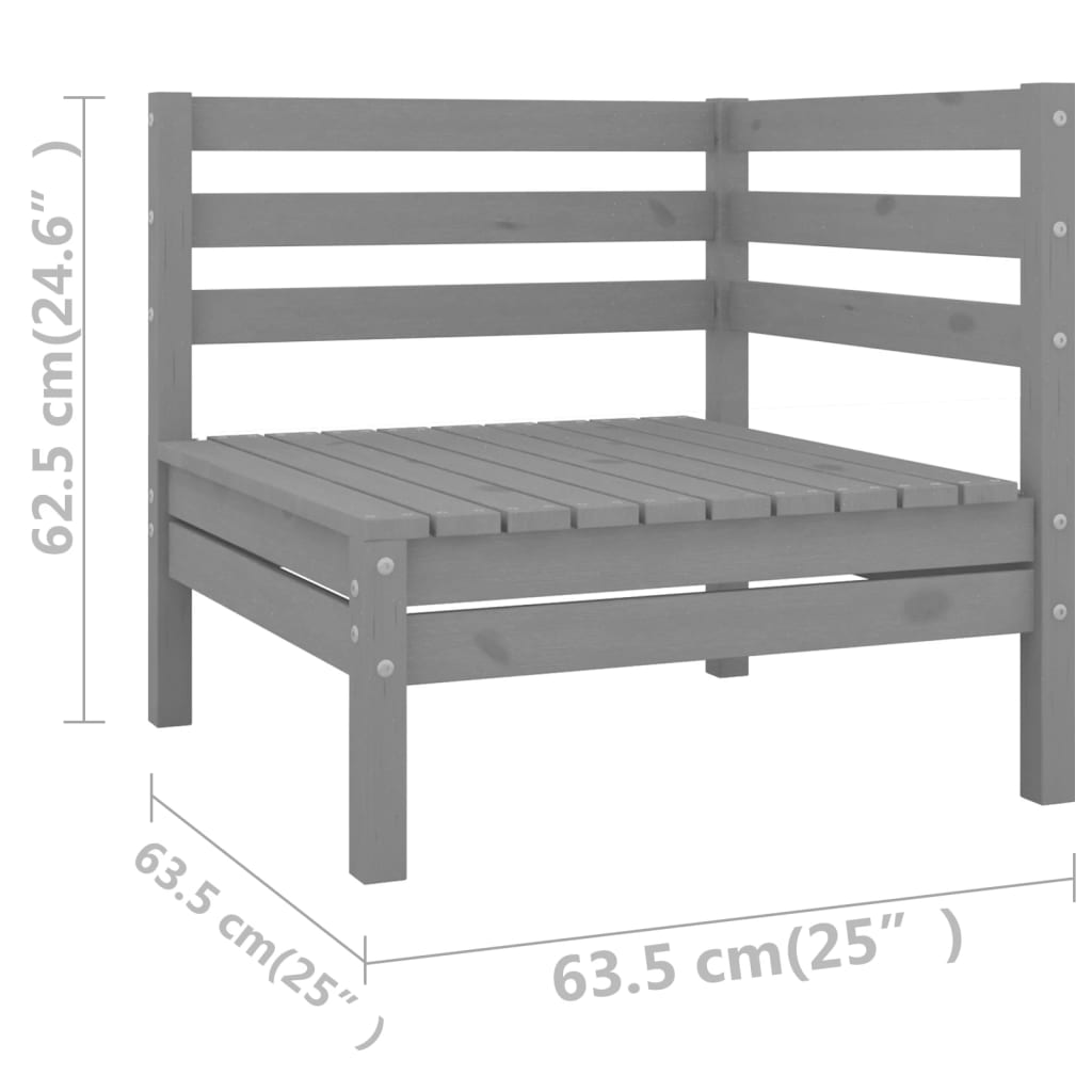 Garden Lounge Set Grey Solid Pine Wood Large Modular