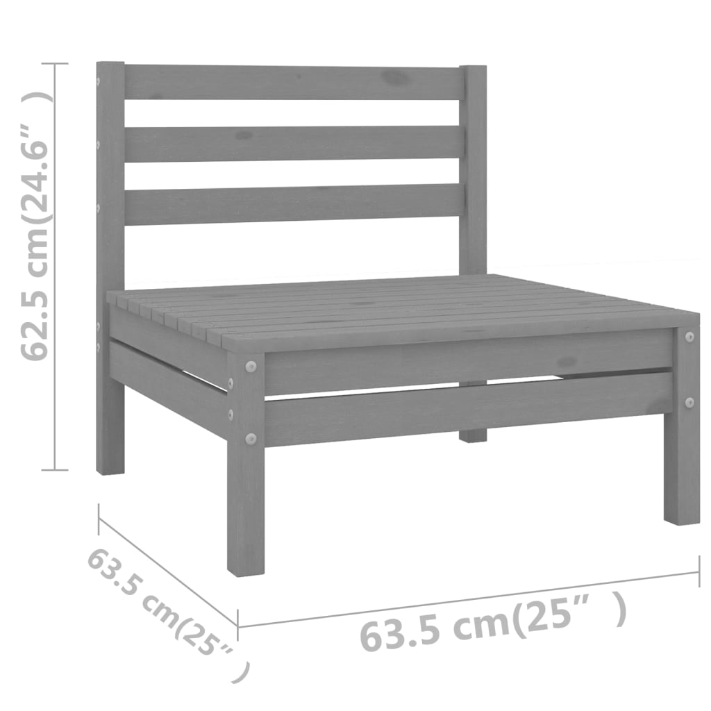 Garden Lounge Set Grey Solid Pine Wood Large Modular