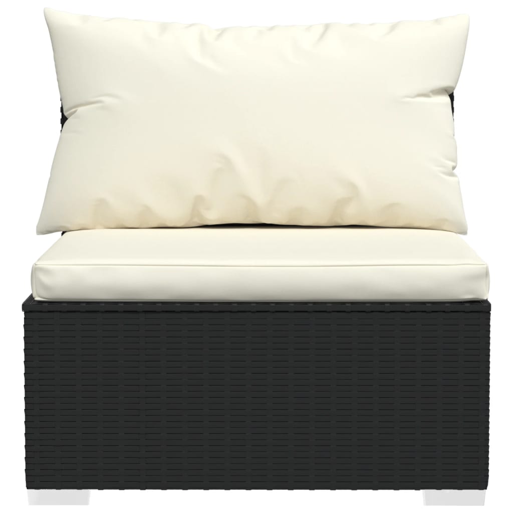 Garden Lounge Set Black PE rattan, powder-coated steel, plastic