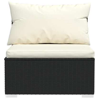 Garden Lounge Set Black PE rattan, powder-coated steel, plastic