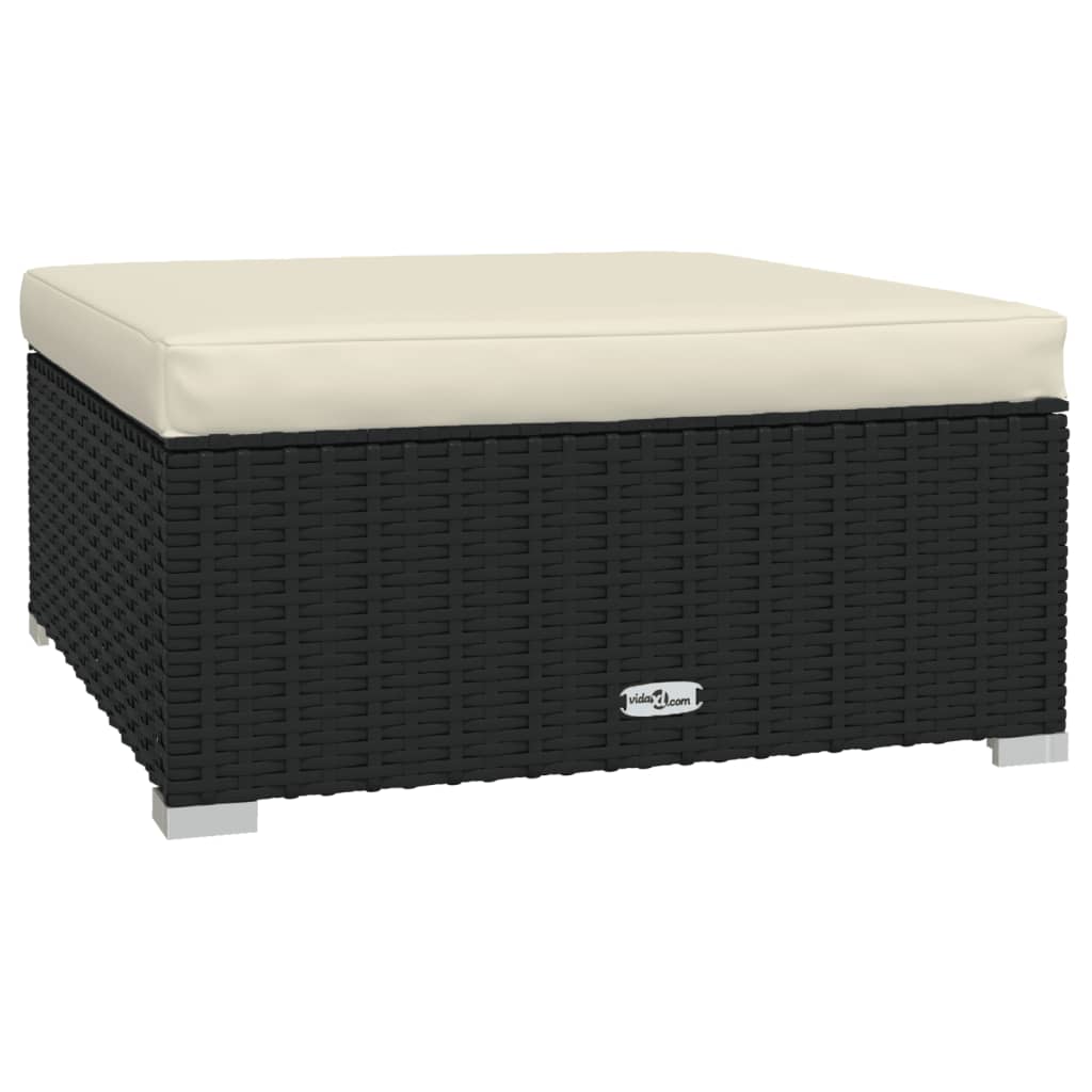 Garden Lounge Set Black PE rattan, powder-coated steel, plastic