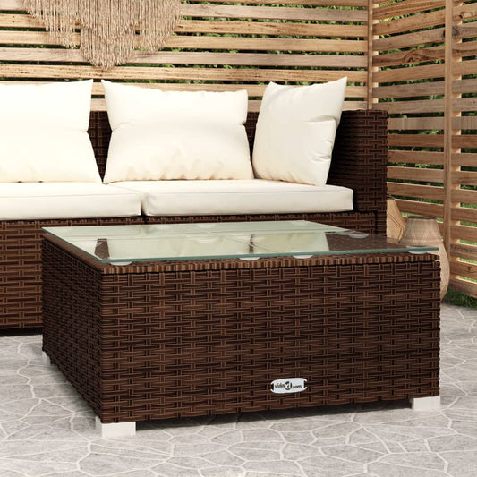 Garden Coffee Table Brown PE rattan, powder-coated steel, glass