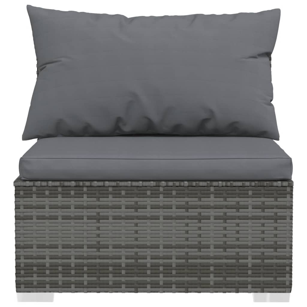 3-seater Sofa Grey PE rattan, powder-coated steel, plastic Medium