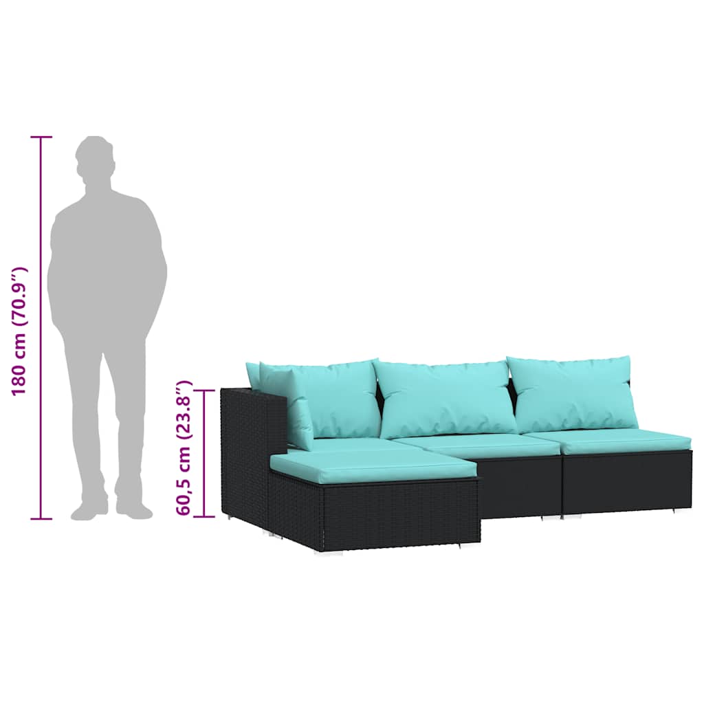 Garden Lounge Set Black sofa set, Aqua cushions