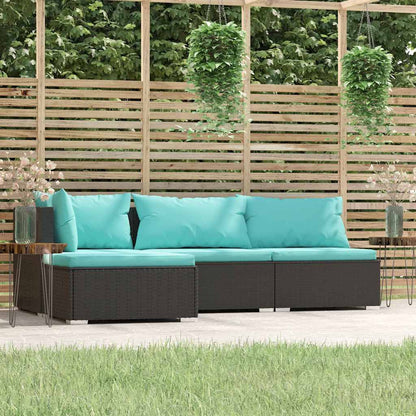 Garden Lounge Set Black sofa set, Aqua cushions
