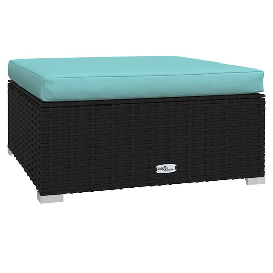 Garden Footrest Black PE rattan Medium Modular Garden Footrest