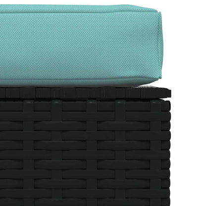 Garden Footrest Black PE rattan Medium Modular Garden Footrest